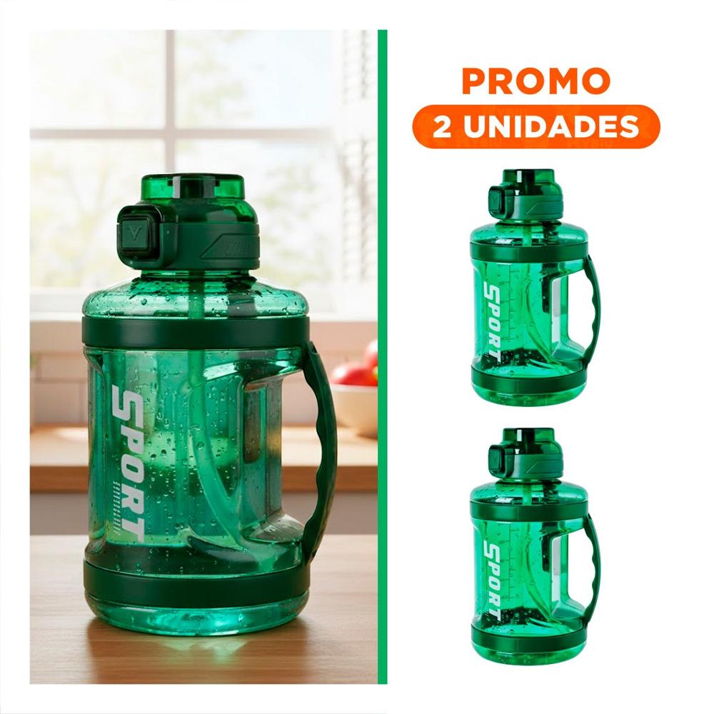 Pack2 Envase Bidon Verde con Tapa Hermetica Facil de Abrir y Cerrar YRegalo Sticker