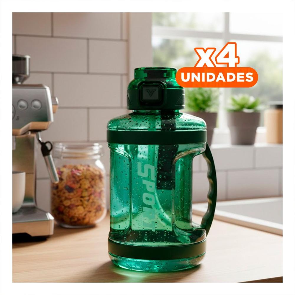 Pack4 Contenedor Bidon Verde Mantiene Bebidas Frias y Facil de Transportar YRegalo Sticker