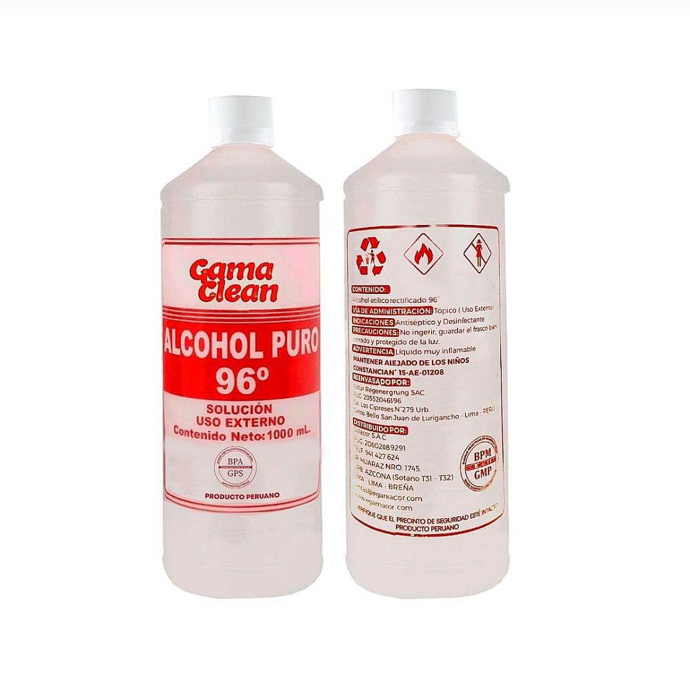 Alcohol Gama Clean Puro de 96 Uso Externo