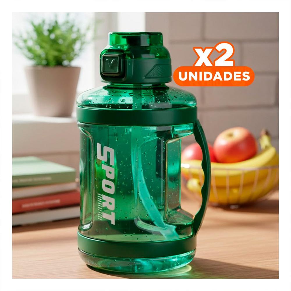 Pack2 Envase Bidon Verde Mantiene Bebidas Frias y Facil de Transportar