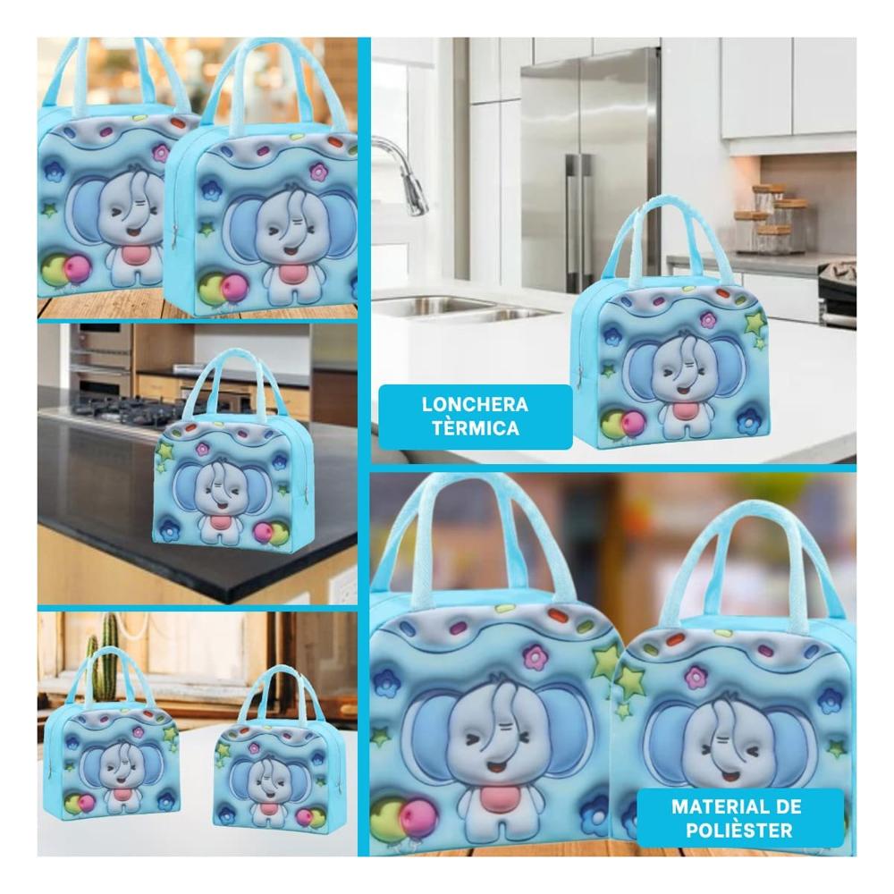 Bolsa Termica Practica para Llevar Comidas Caseras Celeste Y Ligas Regalo