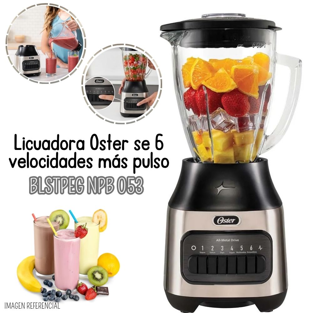 Licuadora Oster 6 velocidades y con Pulso Vaso de 1.5 Lts - BLSTPEG NPB 053
