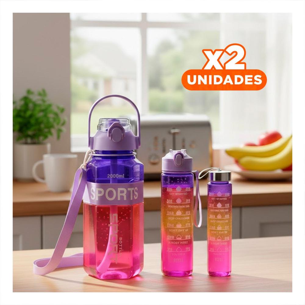 Pack2 Envase Trio Transparente Morado Rojo y Fucsia con Tapa Hermetica YPapel Regalo
