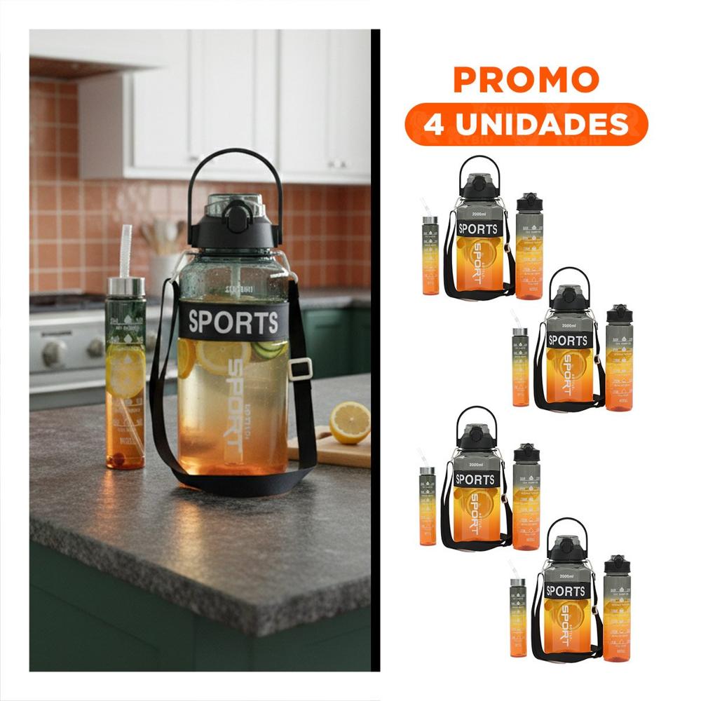 Pack4 Envase Trio Transparente Negro Amarillo y Naranja Ligero y Comodo Transportar