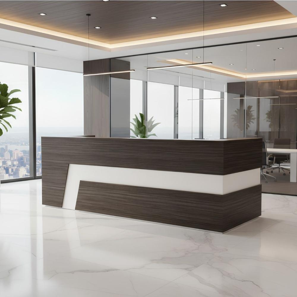 Counter de recepción Kida Marrón y Blanco 210x110x50 - Masiva Home