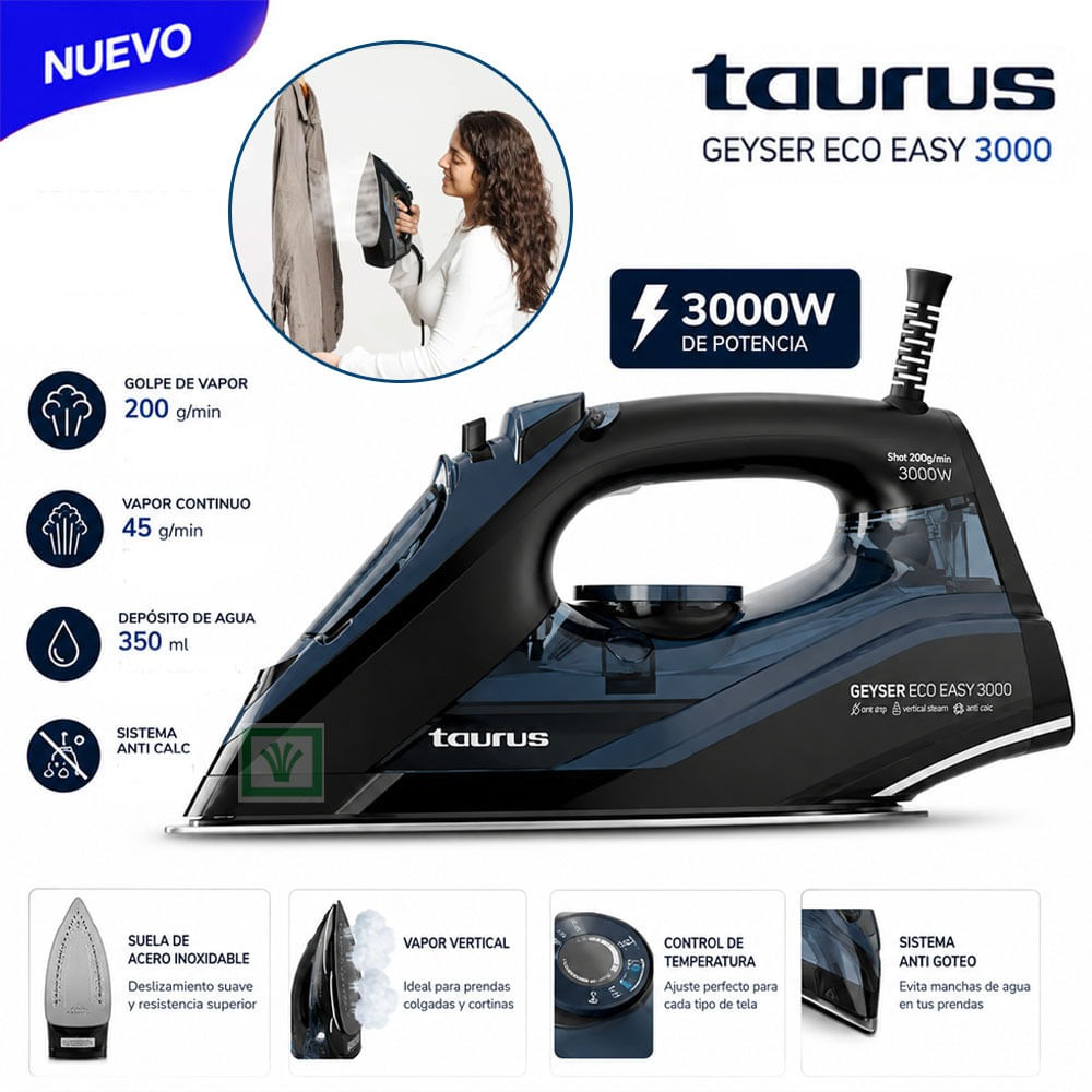 Plancha a Vapor Mod. Geyser Eco Easy 3000 Azul