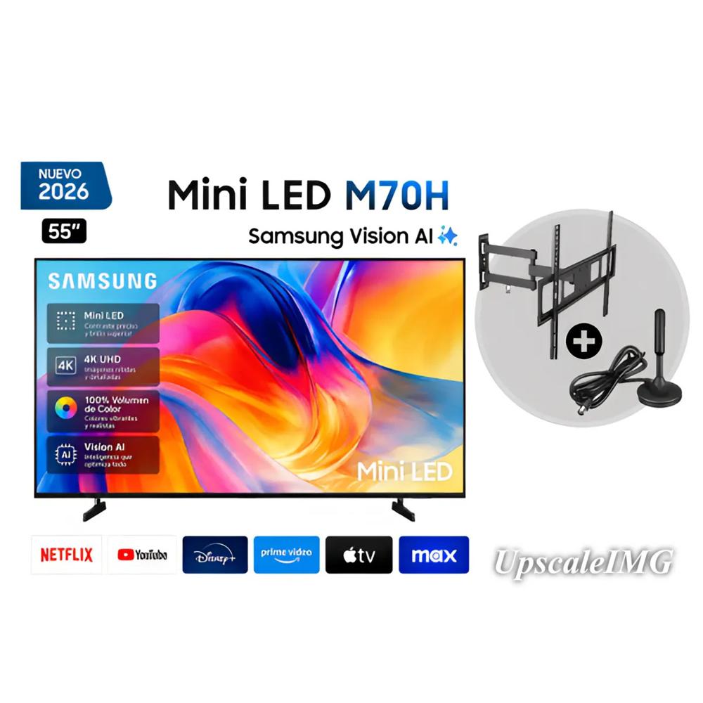 Televisor Samsung 55'' Mini LED M70H Vision AI Smart TV 2026 más Rack más Antena