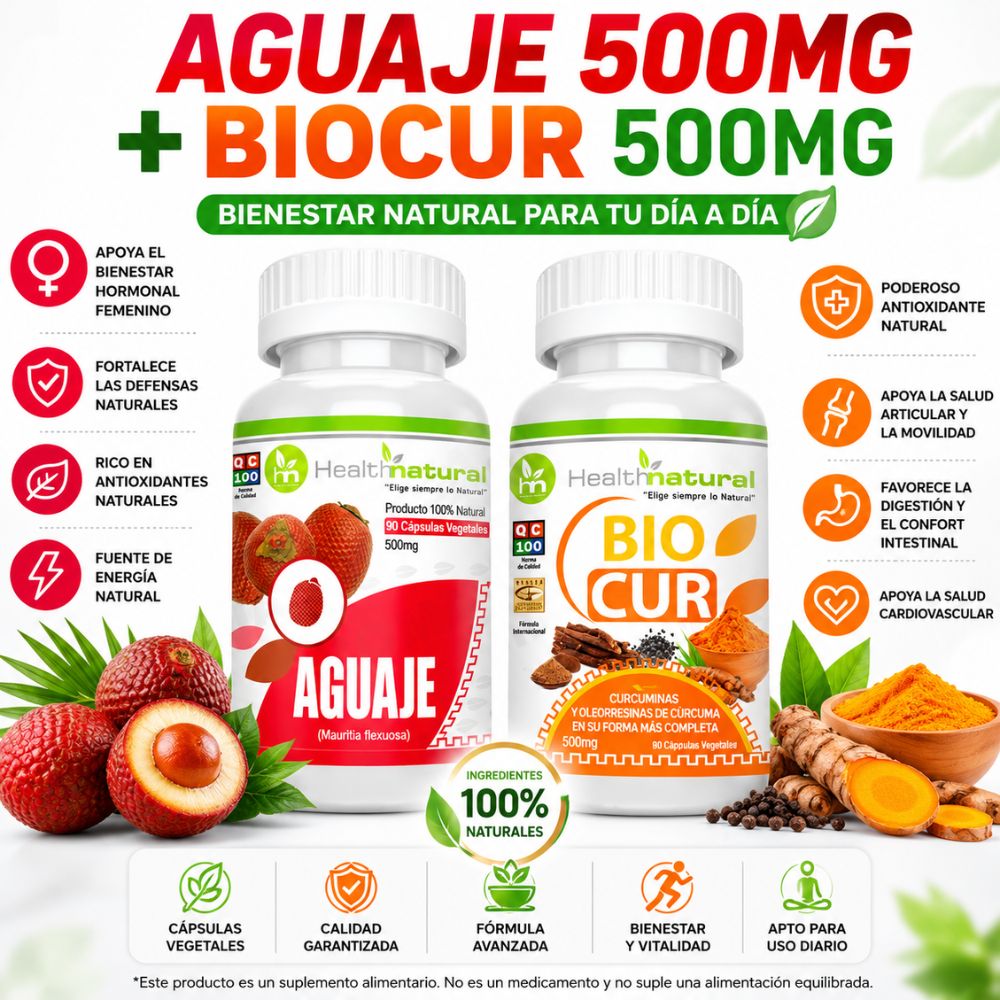 AGUAJE HEALTHNATURAL 500MG Y BIOCUR HEALTHNATURAL 500MG