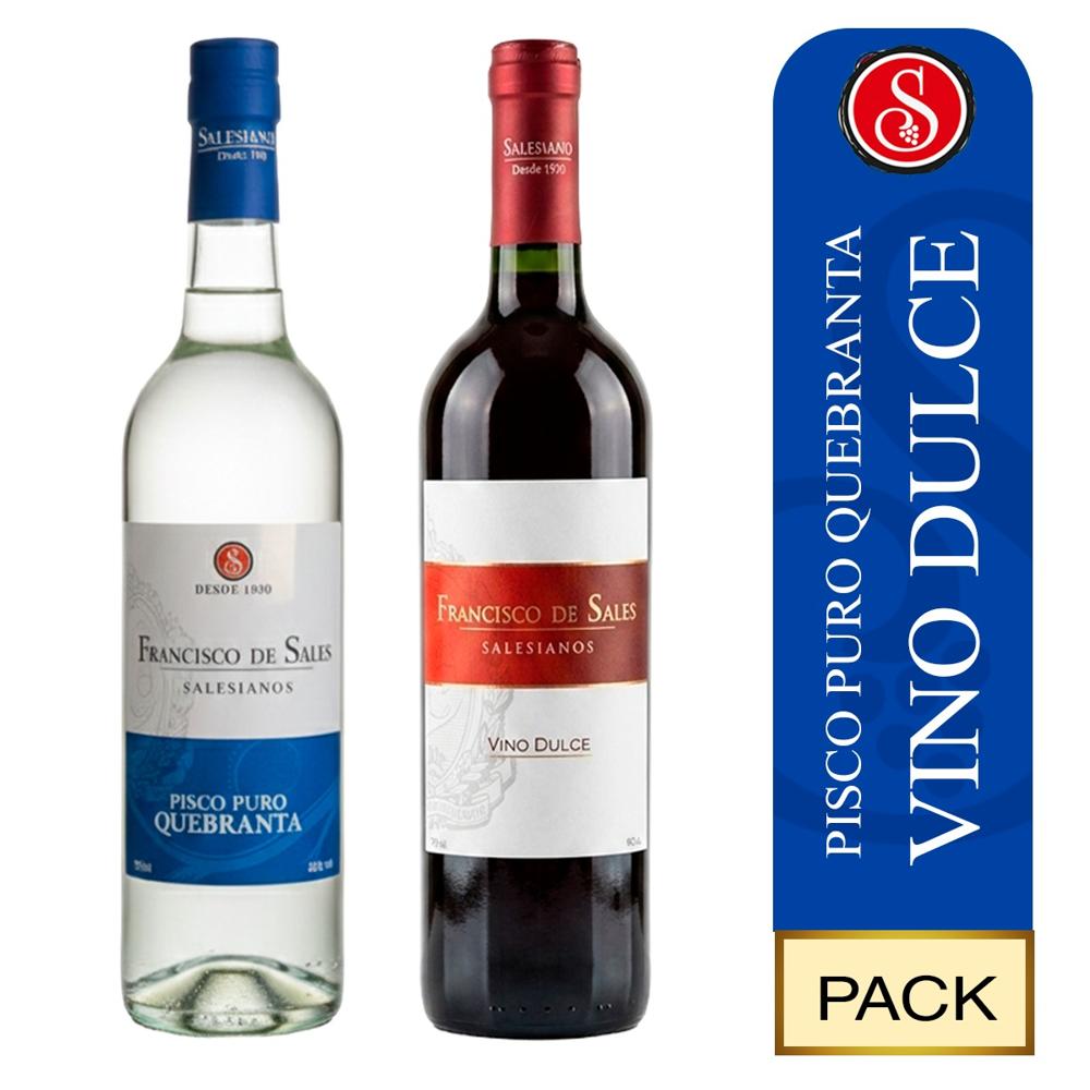 Pisco Quebranta x 700 ml y Vino Dulce x 750 ml Pack 2 Unidades