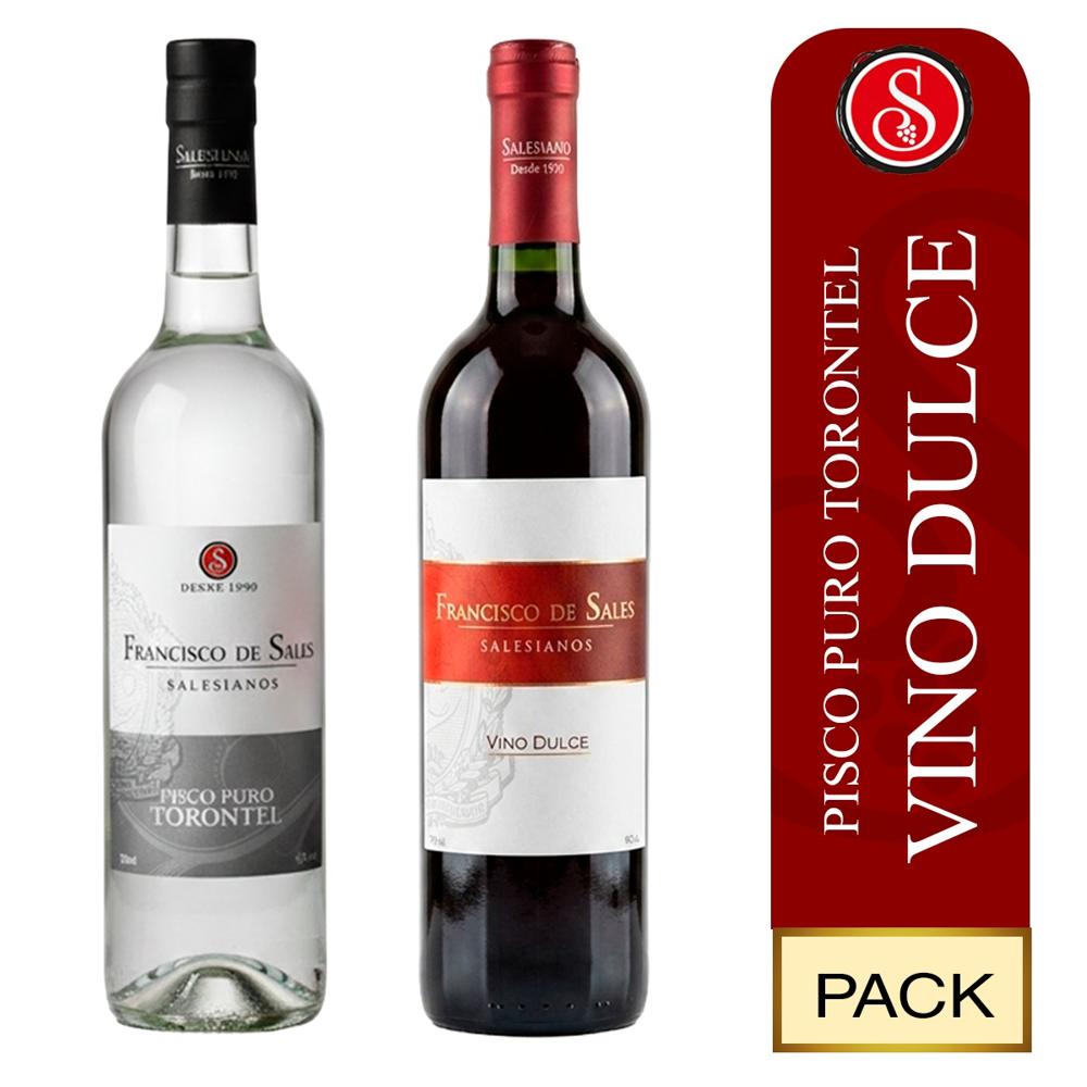 Pisco Torontel x 700 ml y Vino Dulce x 750 ml Pack 2 Unidades