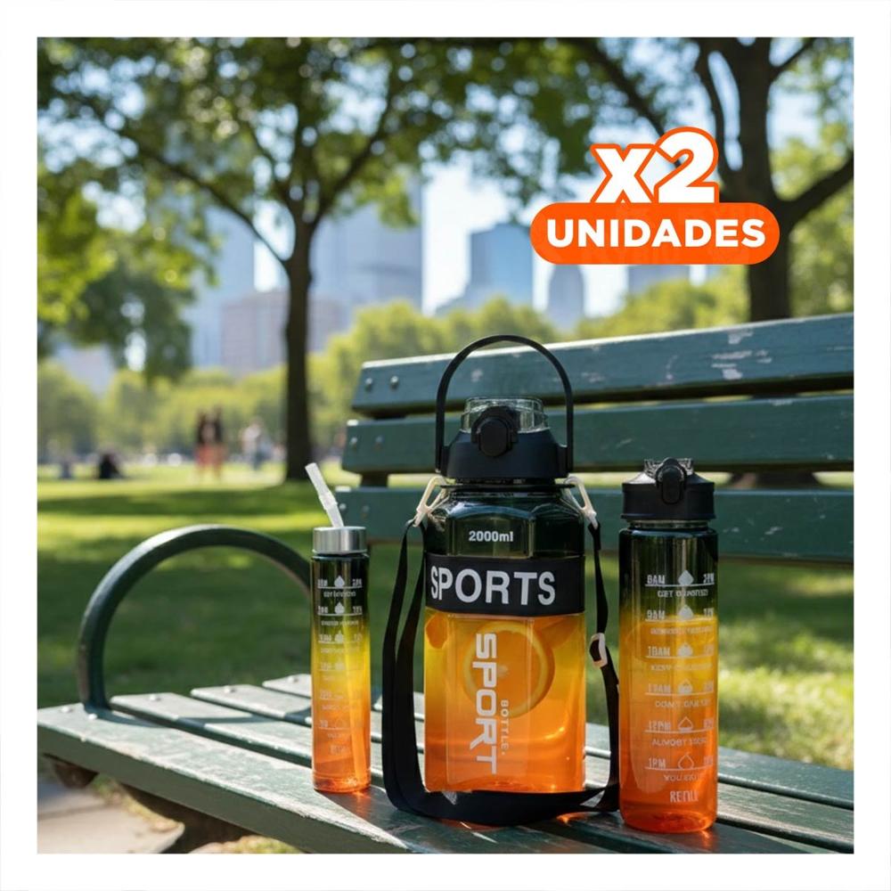 Pack2 Envase Trio Transparente Negro Amarillo y Naranja Mantiene Bebidas