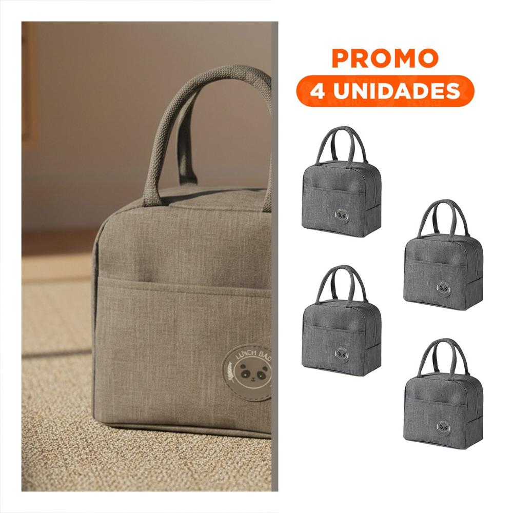Pack4 Fiambrera y Bolsillo Exterior Funcional y Compacta Plomo