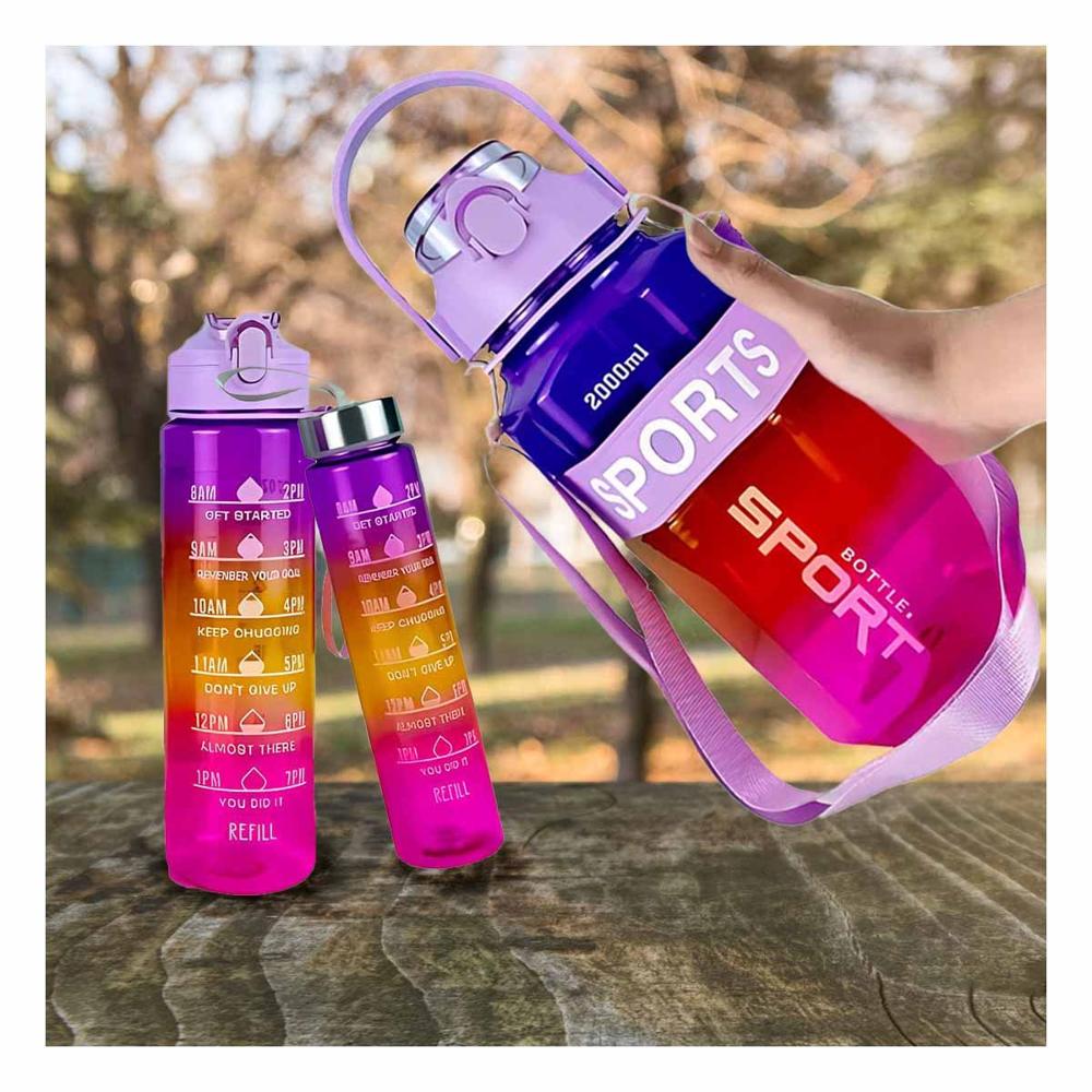 Tomatodo Trio Transparente Morado Rojo y Fucsia con Tapa Hermetica YPapel Regalo
