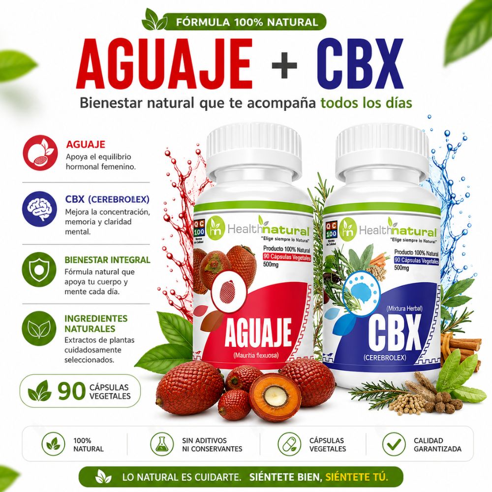 AGUAJE HEALTHNATURAL 500MG Y CBX CEREBROLEXS HEALTHNATURAL 500MG