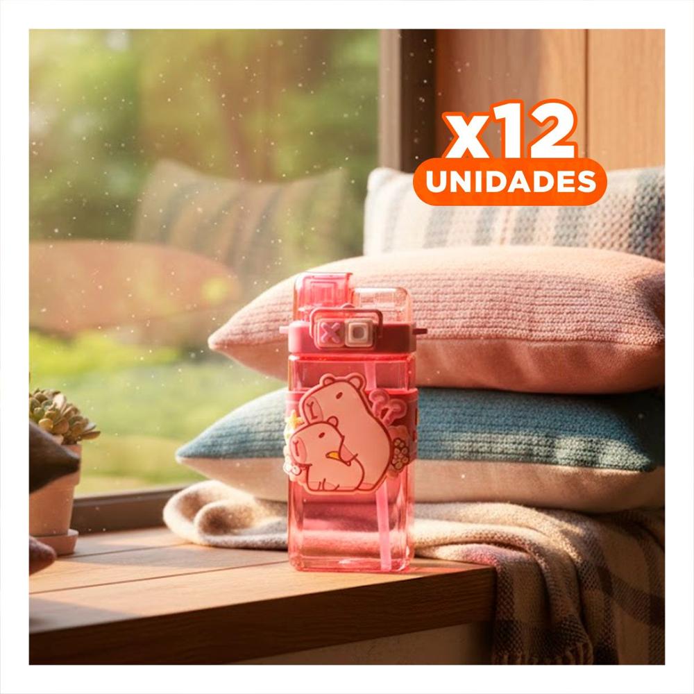 Pack12 Recipiente Doble Chupon con Correa Rosado Ligero y Comodo Transportar YRegalo Sticker