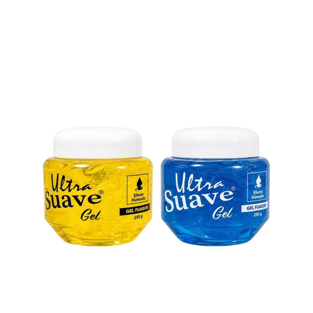 Combo Gel Amarillo más Gel Azul VENA Pote 320g - Fijación Fuerte y Extra Fuerte
