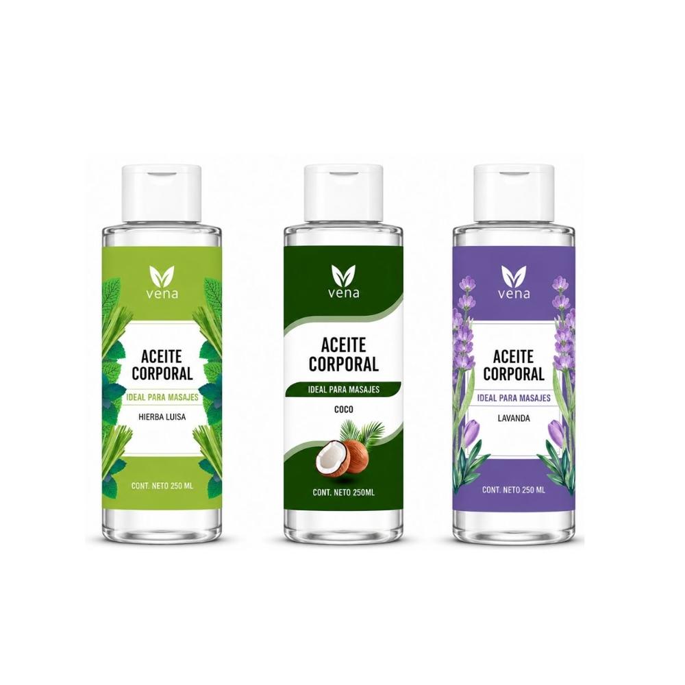 Kit Aceite Corporal Hierba Luisa más Coco más Lavanda VENA - Aroma y Suavidad para tu Piel