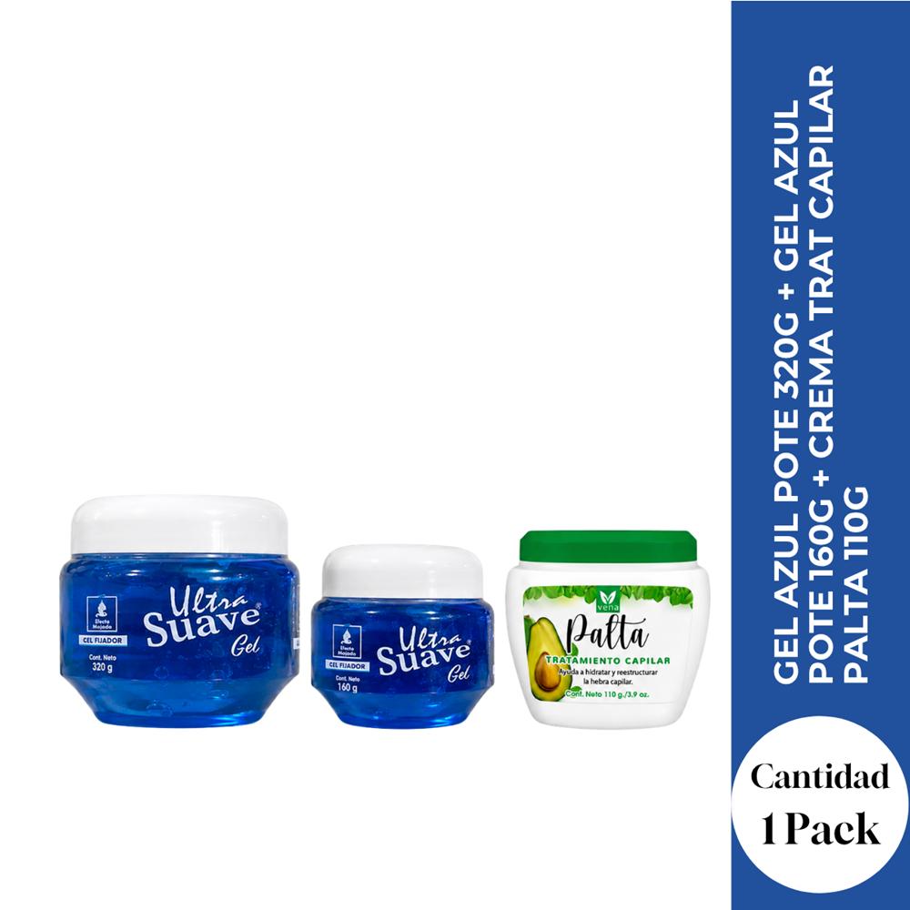 GEL AZUL POTE 320G más GEL AZUL POTE 160G más CREMA TRAT CAPILAR PALTA 110G