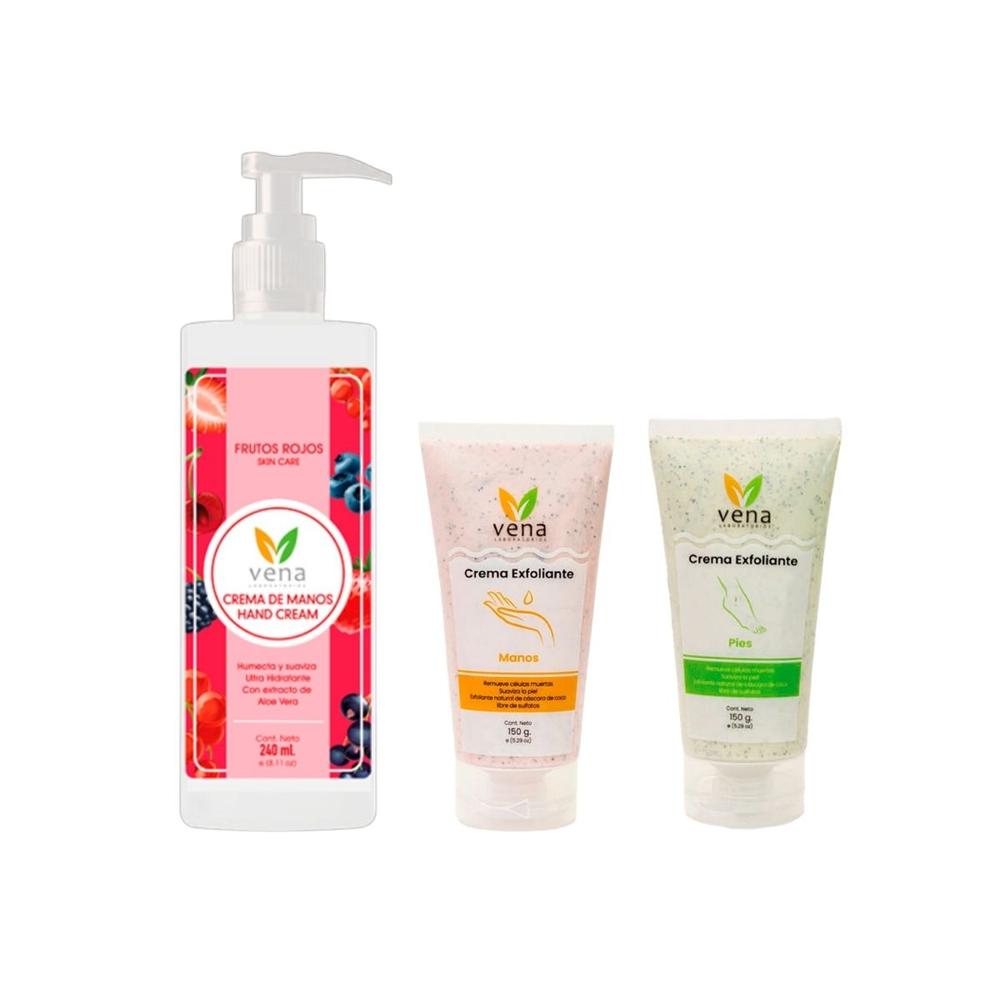 Combo Crema Manos VENA 240g más Exfoliante Manos más Exfoliante Pies - Rutina Completa Manos y Pies