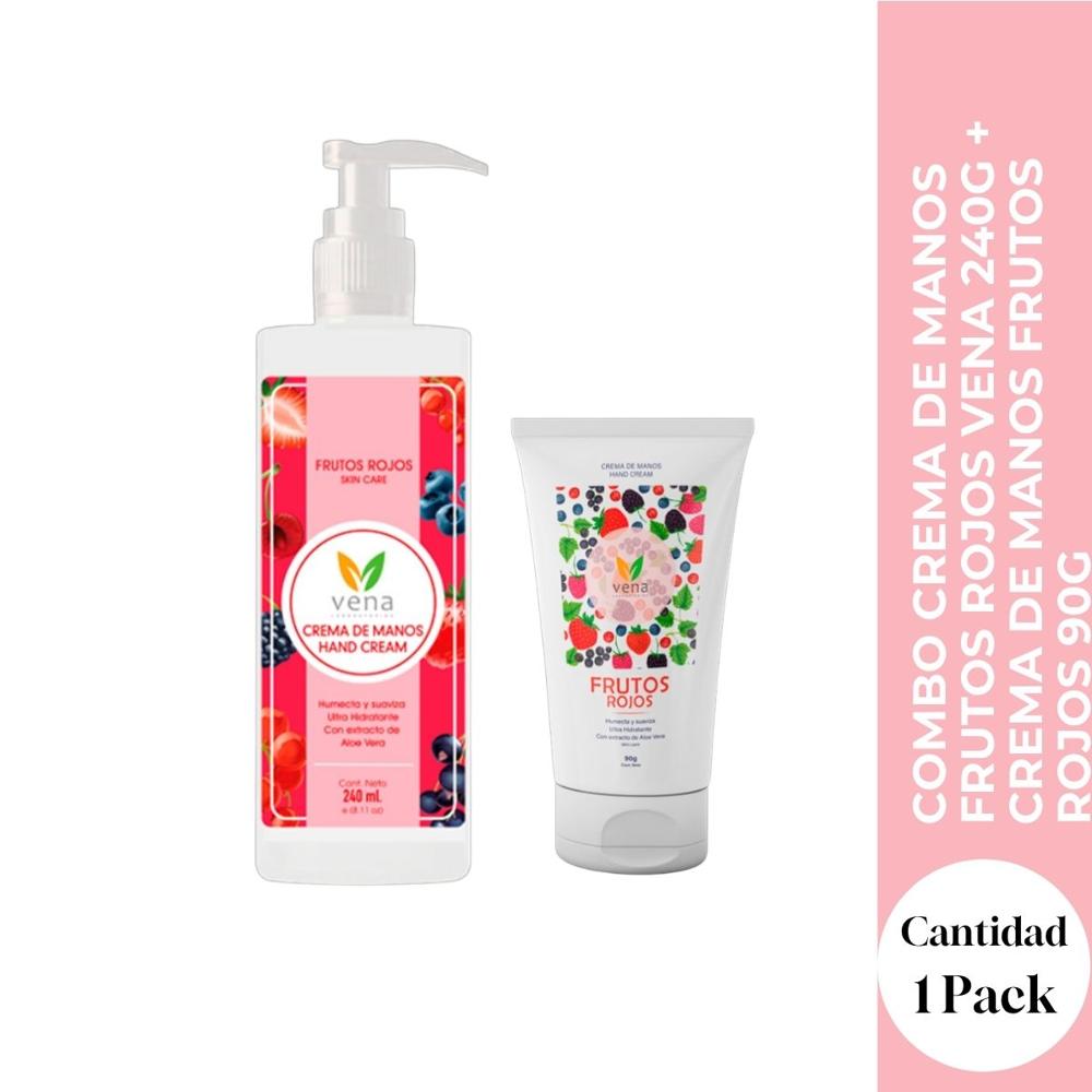 Combo Crema Manos Frutos Rojos VENA 240g más 90g - Hidratación Doble