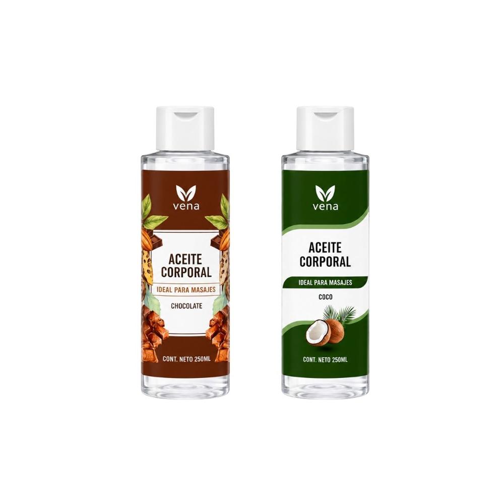 Combo Aceite Corporal Chocolate más Coco VENA 250ml - Nutrición y Suavidad Total