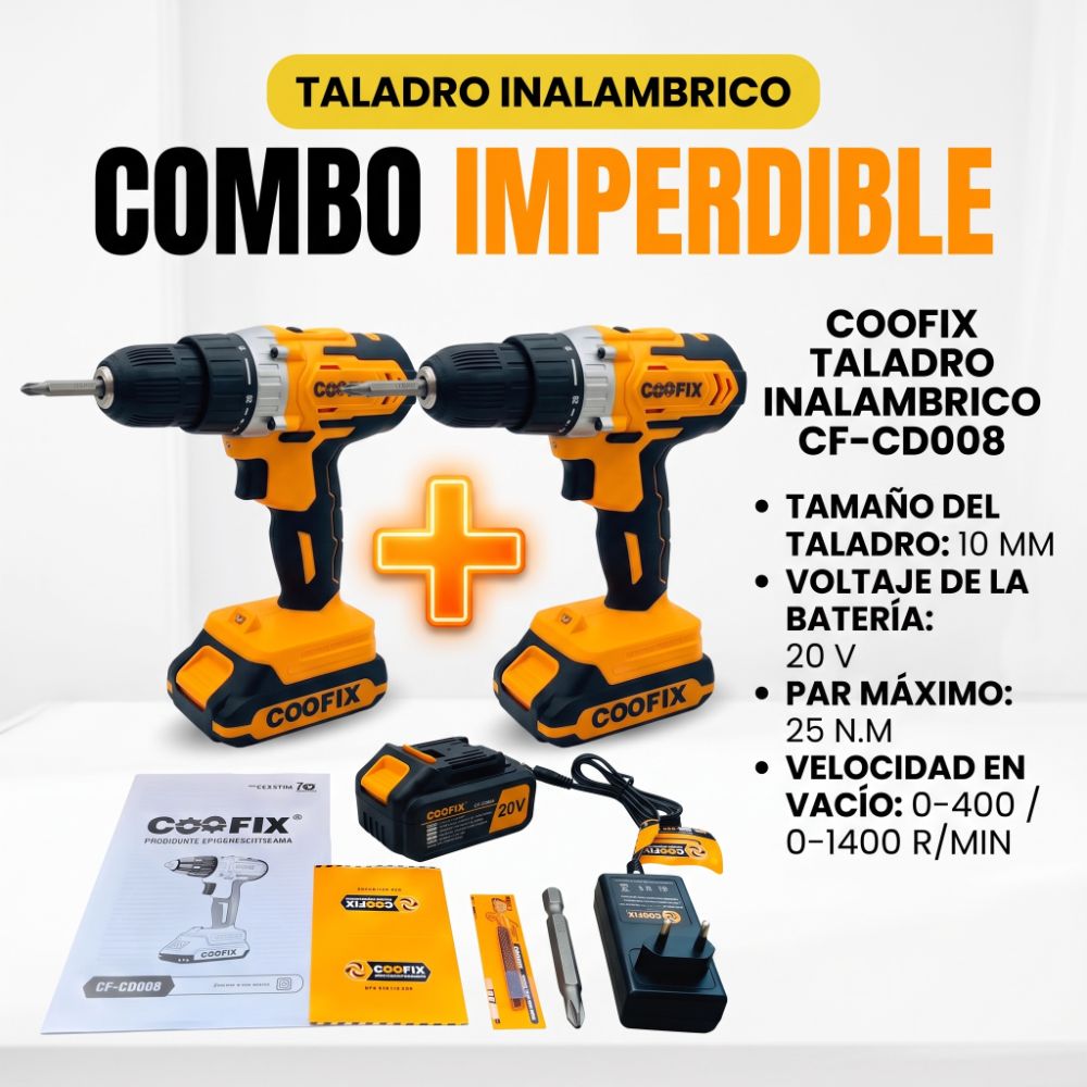 Combo 2 Taladro percutor inalámbrico 20V