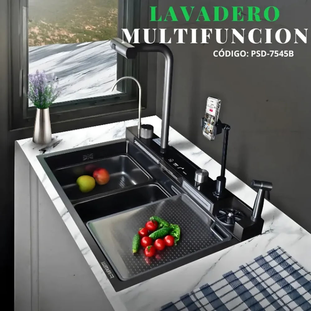 Lavadero Multifuncional Smart Negro 6 Funciones con Porta Celular Negro