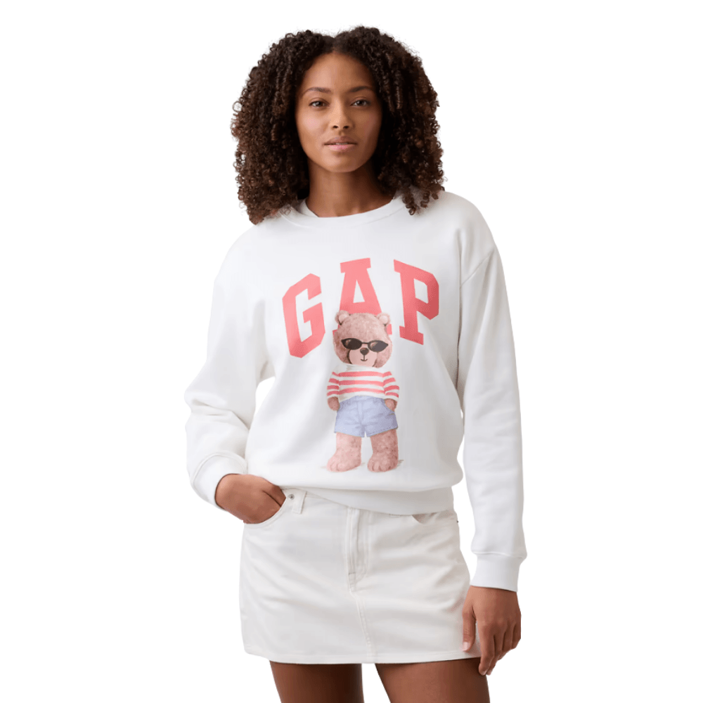 POLERA GAP RELAXED WHITE PINK BEAR TALLA L