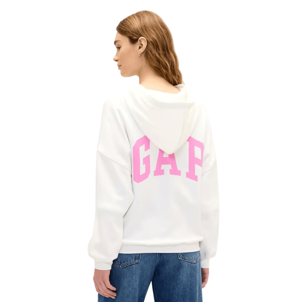 POLERA HOODIE GAP RELAXED CON CAPUCHA CROPPED BLANCA TALLA L