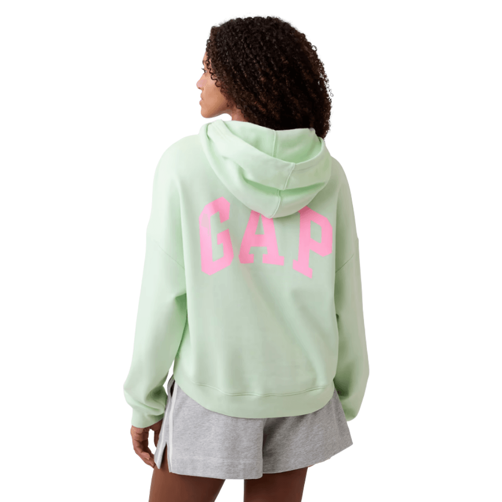 POLERA HOODIE GAP RELAXED CON CAPUCHA CROPPED VERDE TALLA L
