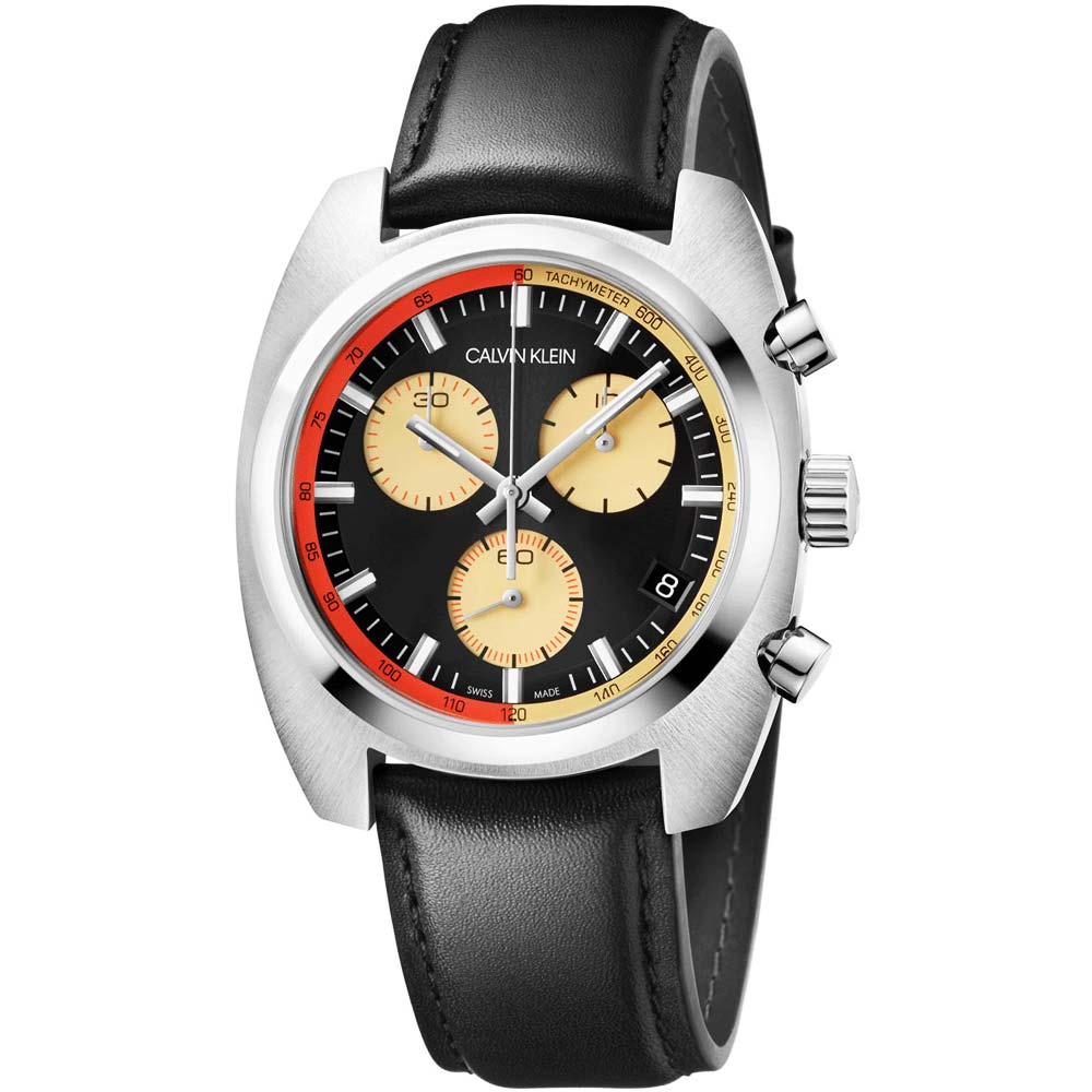 Reloj para Hombre Calvin Klein Achieve K8W371C1 Suizo Fecha Cronómetro Correa de Cuero Negro