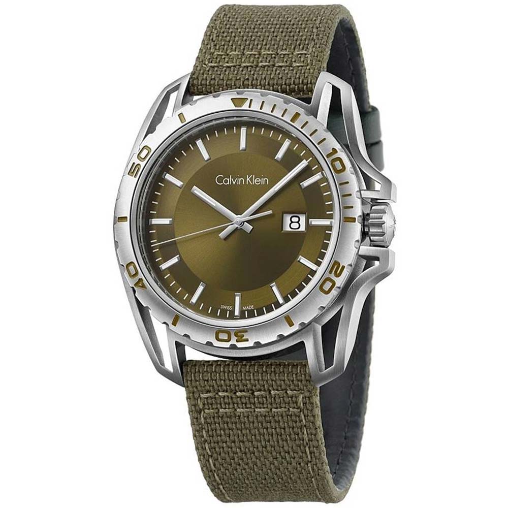Reloj para Hombre Calvin Klein Earth K5Y31XWL Suizo Fecha Correa de Nylon y Dial Verde