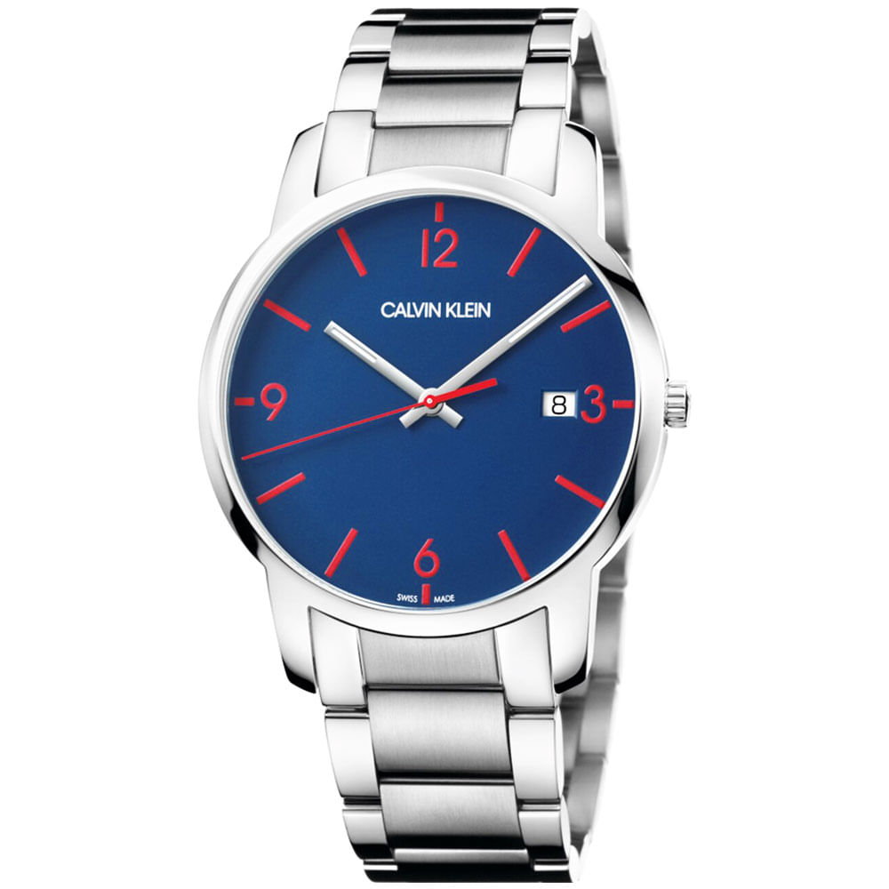 Reloj para Hombre Calvin Klein City K2G2G147 Suizo Fecha Acero Inoxidable Dial Azul