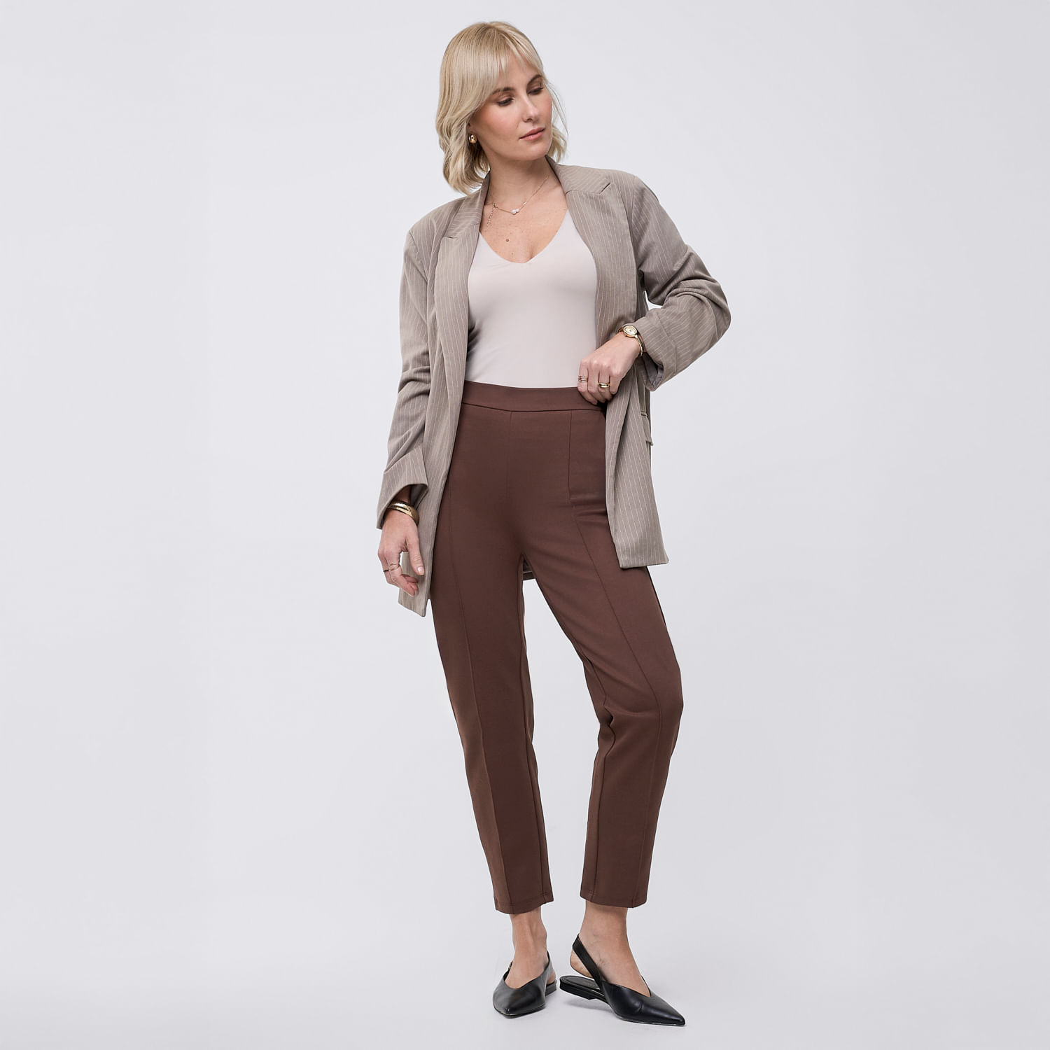 Pantalón Mujer Ponti I Zafin Marrón M