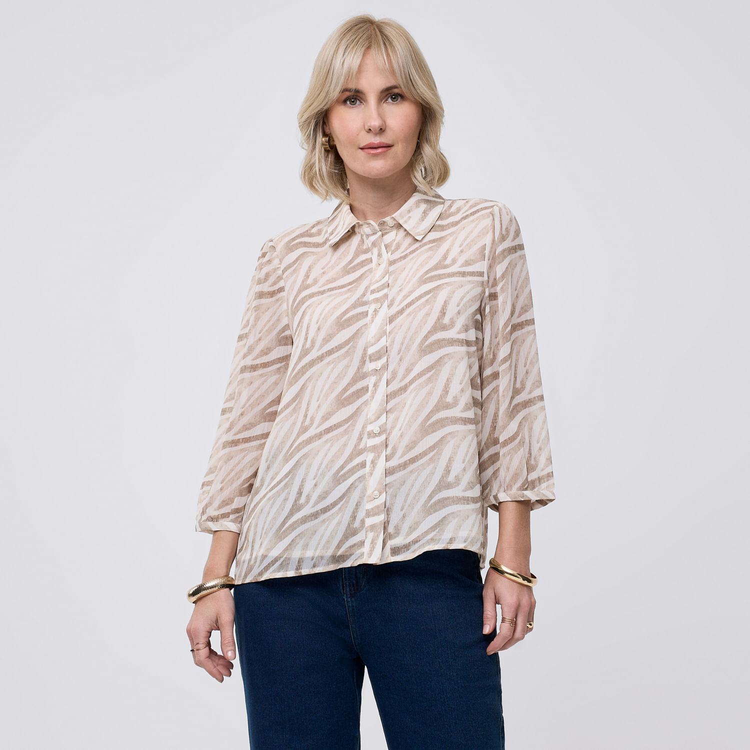 Blusa Mujer Abu Zafin Manga 3/4 Crema Xs
