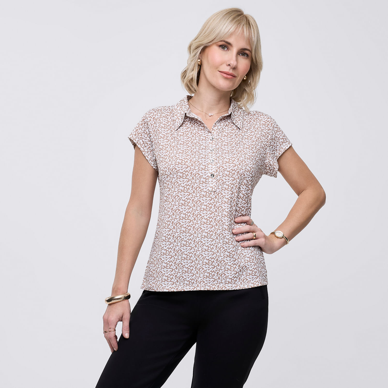 Polo Mujer Cuello Zafin Manga Corta Avellana L