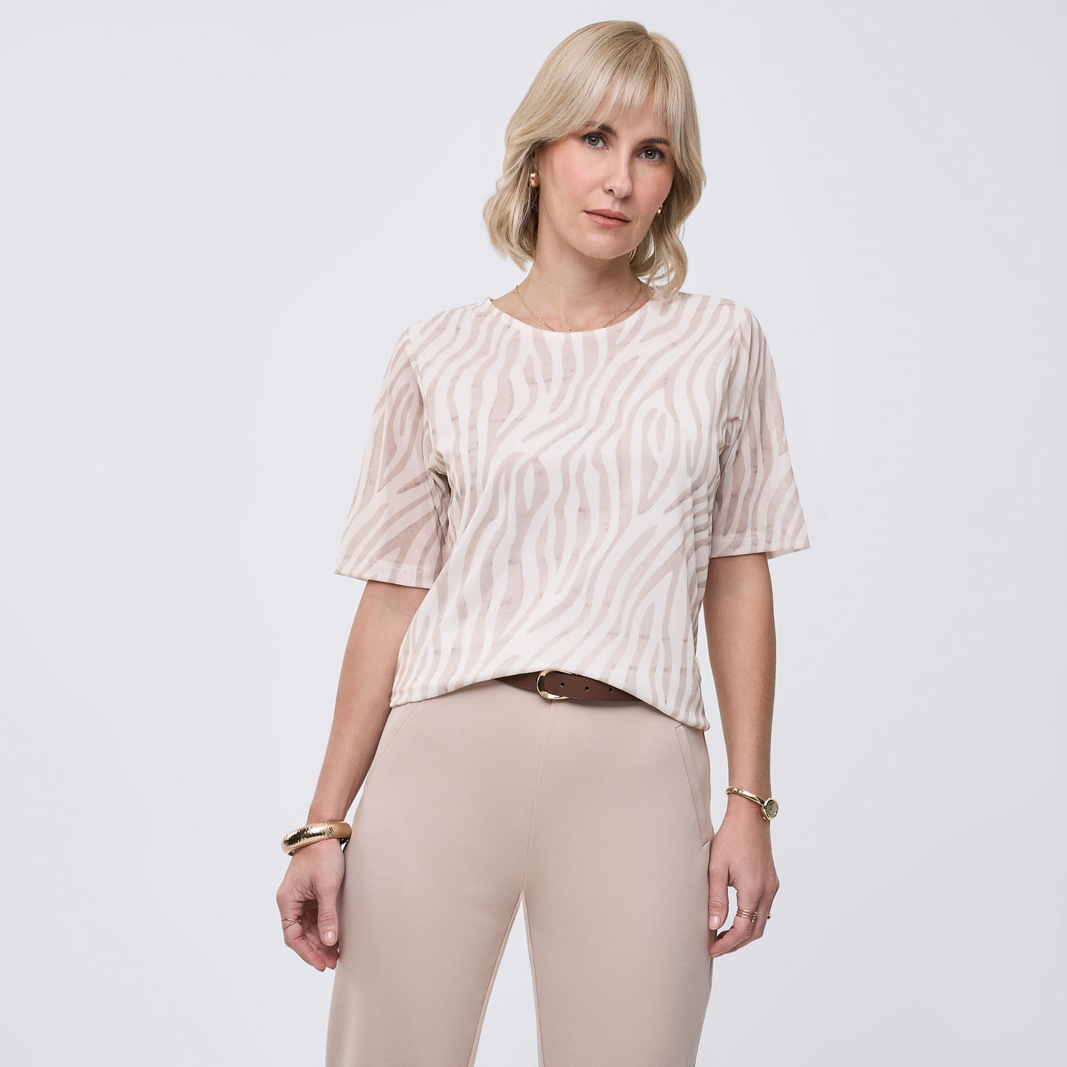 Polo Mujer Tul Zafin Manga Corta Crema L