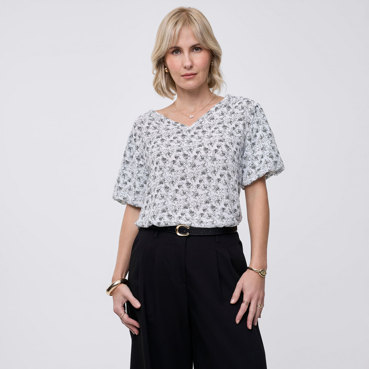Blusa Mujer Bubble Zafin Manga Corta Blanco M