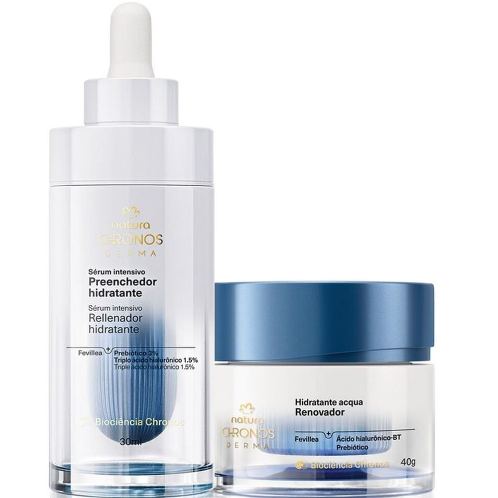 kit Chronos Hidratante acqua renovador y Sérum intensivo rellenador hidratante de Natura