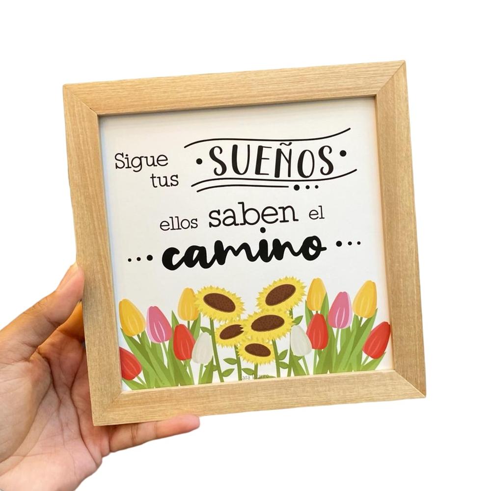 Cuadro TUS SUEÑOS Casa Pizarro 17 x 17 cm marco de madera