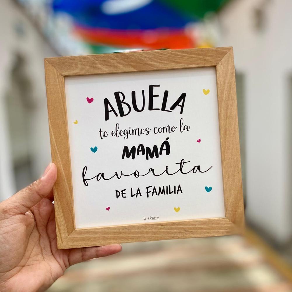 Cuadro ABUELA Casa Pizarro 17 x 17 cm marco de madera