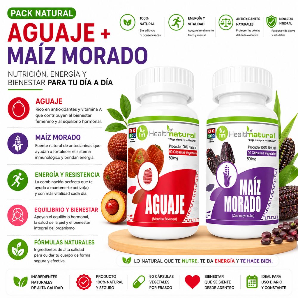 AGUAJE HEALTHNATURAL 500MG Y MAIZ MORADO HEALTHNATURAL 500MG