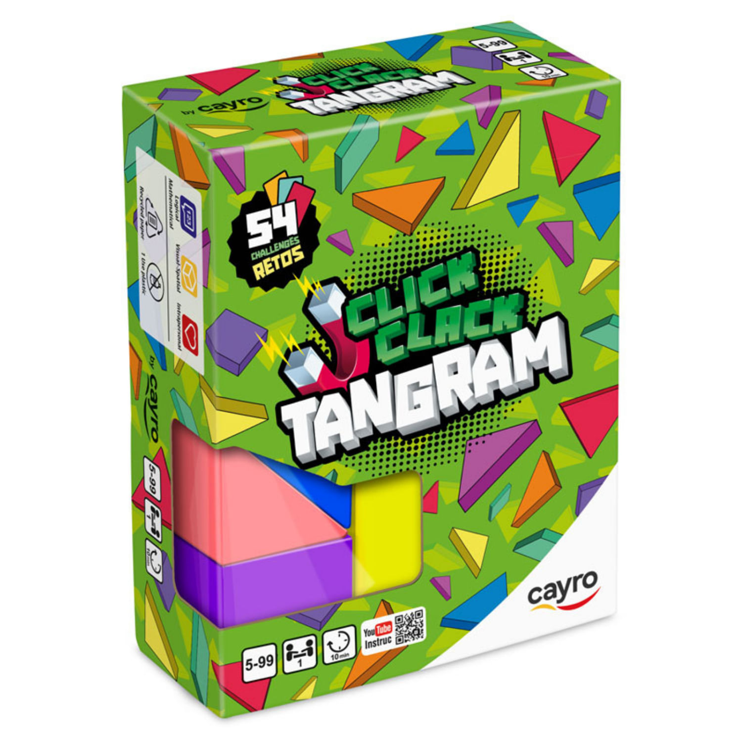 Juego De Ingenio Tangram Click Clack Magnético Cayro 54 Retos
