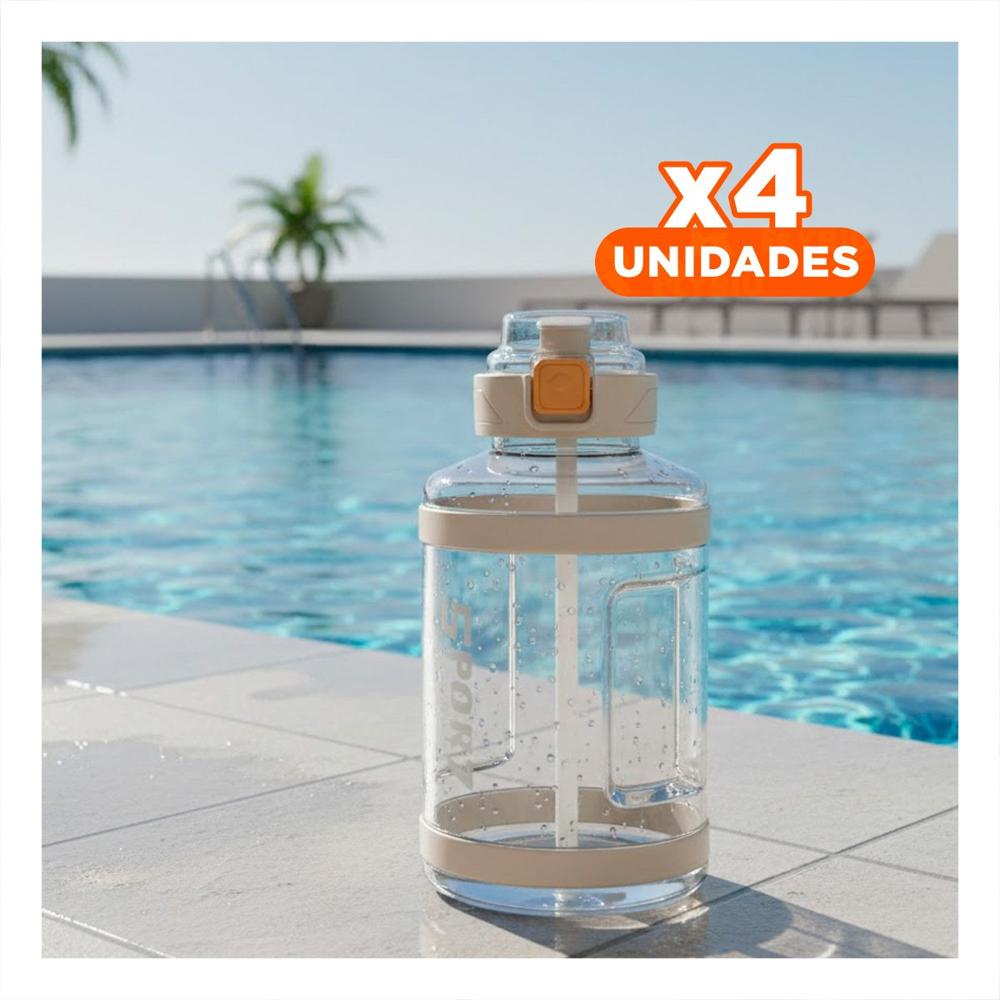 Pack4 Frasco Deportivo para Agua en Trayectos Diarios Blanco Y Regalo Sticker