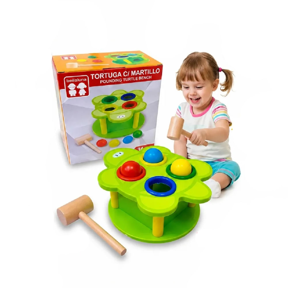 Juego de Madera Tortuga con Martillo Turtle Pounding Bench