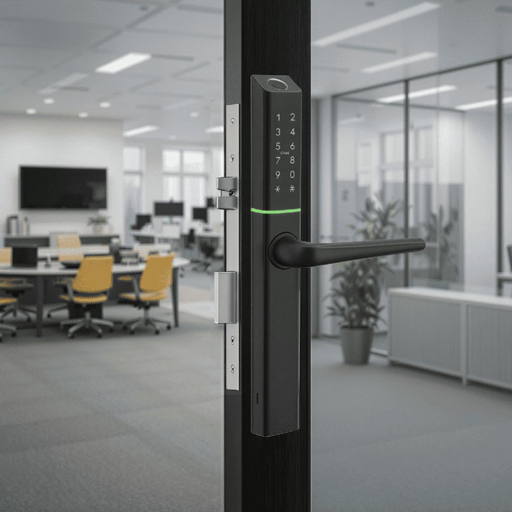 Cerradura Digital FINA Wifi para puertas de marco de aluminio color negro