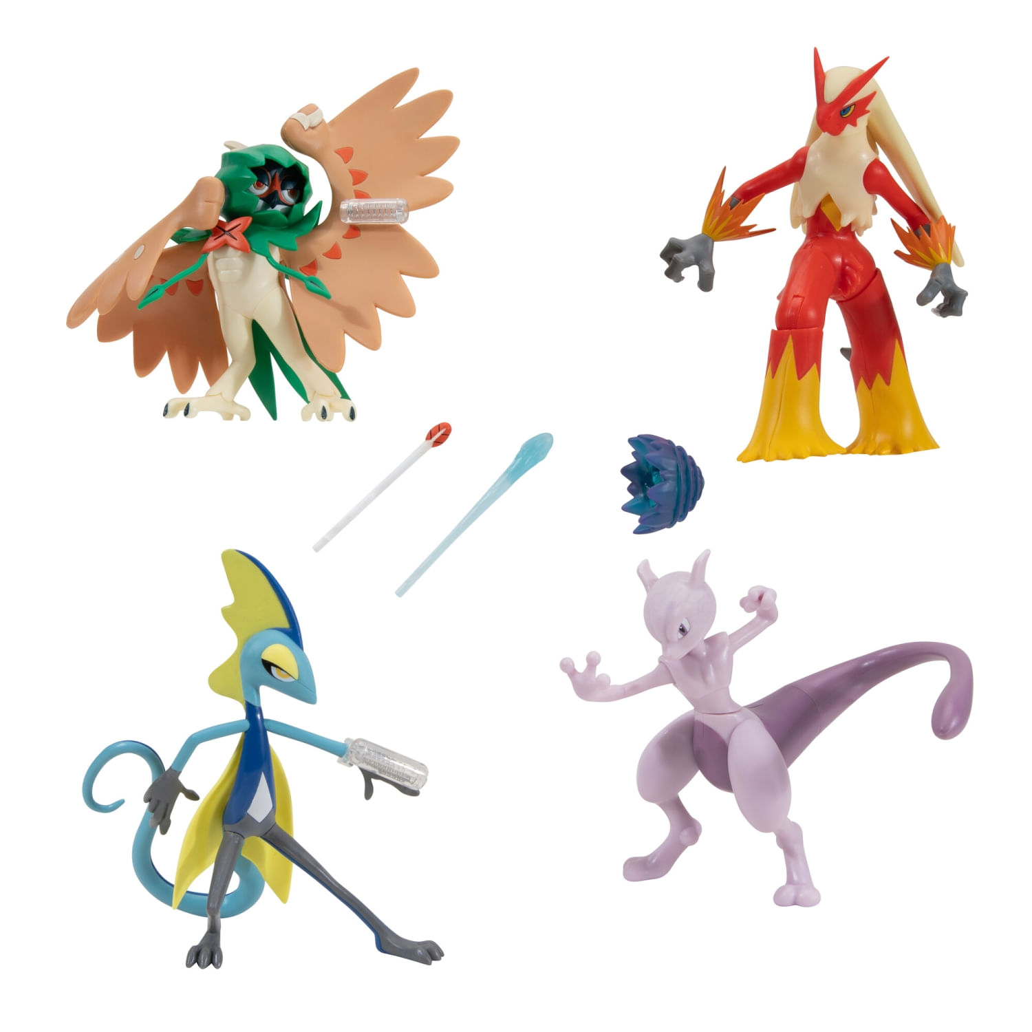 Multipack De Figuras Mewtwo, Blaziken, Inteleon Y Decidueye Pokémon 4 Piezas