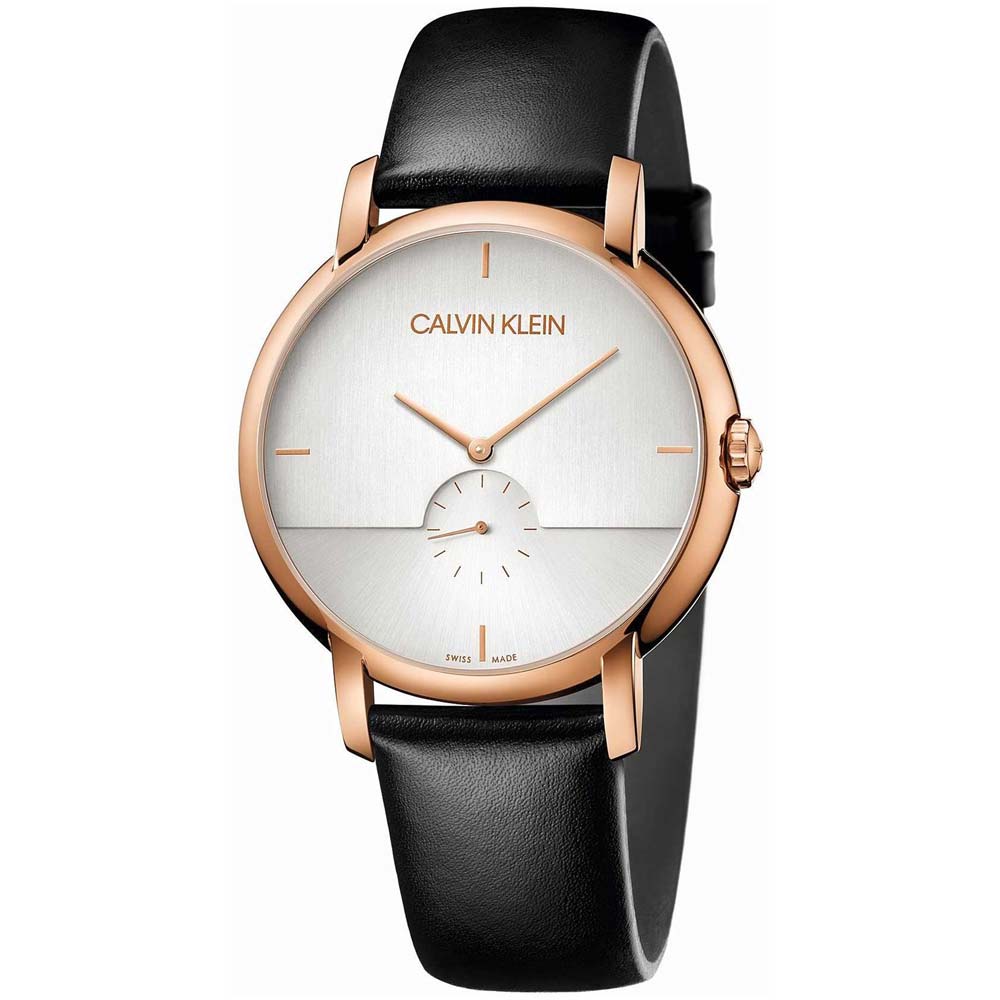 Reloj para Hombre Calvin Klein Established K9H2X6C6 Suizo Acero Oro Rosado Correa de Cuero Negro