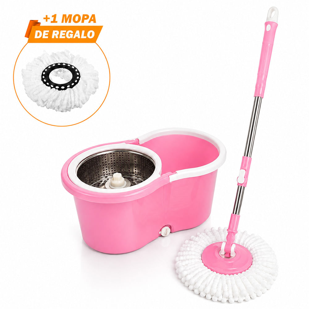 Trapeador con Escurridor Giratorio Automático con Mopa de Regalo Rosado WW1