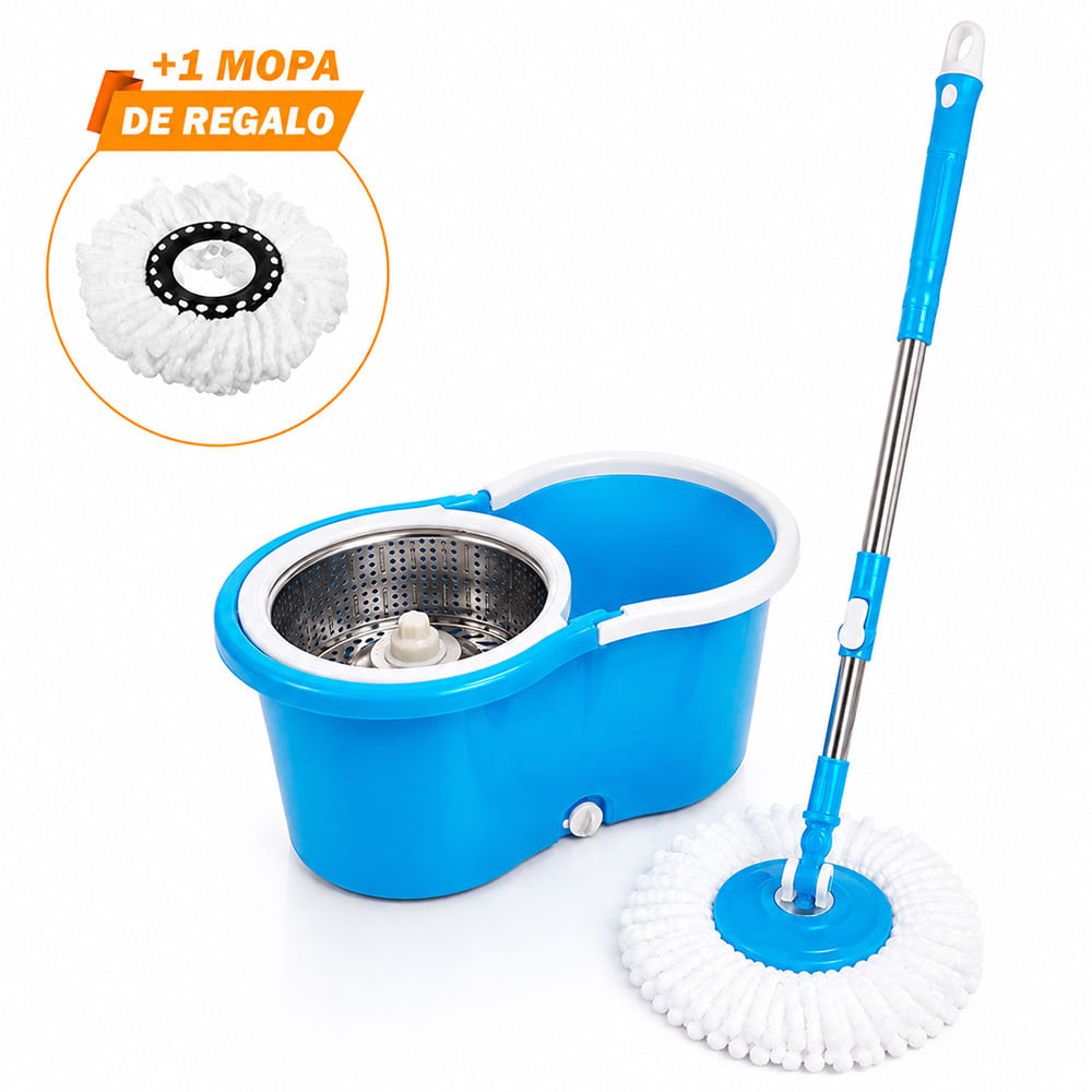 Trapeador con Escurridor Giratorio Automático con Mopa de Regalo Celeste WW1